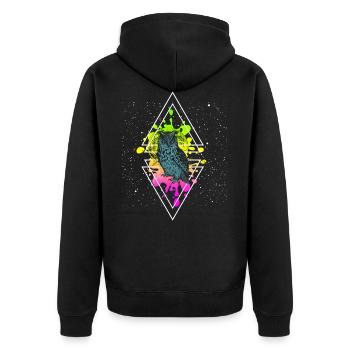 Owl Full Moon Colorful Geoemtrie - Unisex Premium Organic Zip Hoodie - black - Back - Nico (187cm)
