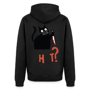 Cat What Black Cat Shirt Murderous Cat With Knife - Unisex Premium Organic Zip Hoodie - black - Back - Nico (187cm)
