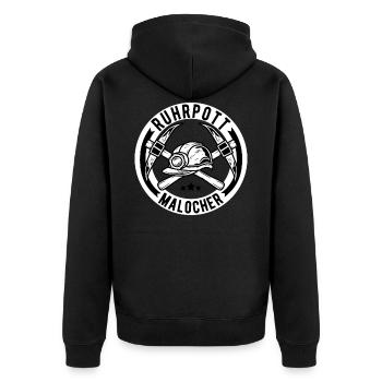 Ruhrpott Bergbau Ruhrgebiet Kumpel Geschenk - Unisex Premium Bio Zip Hoodie - Schwarz - Hinten - Nico (187cm)