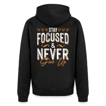 motivation focused - Unisex Premium Organic Zip Hoodie - black - Back - Nico (187cm)
