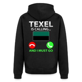 Texel calls Holland Island - Unisex Premium Organic Zip Hoodie - black - Back - Nico (187cm)