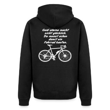 Fahrrad, Rennrad Radsport, Geld Glück Radfahrer - Unisex Premium Bio Zip Hoodie - Schwarz - Hinten - Nico (187cm)