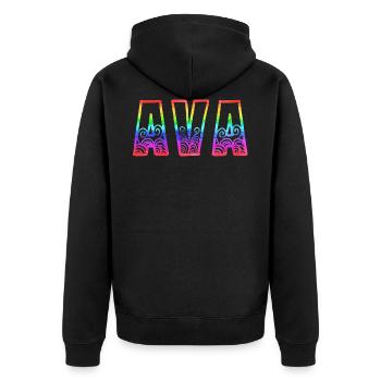 ava rs rainbow - Unisex Premium Organic Zip Hoodie - black - Back - Nico (187cm)