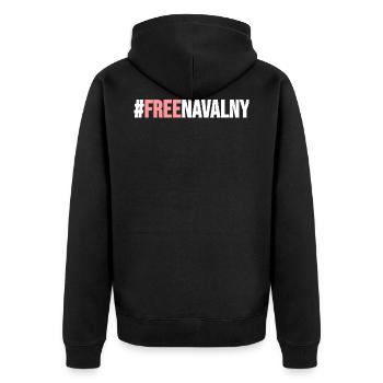 Hashtag Free Navalny - Unisex Premium Organic Zip Hoodie - black - Back - Nico (187cm)
