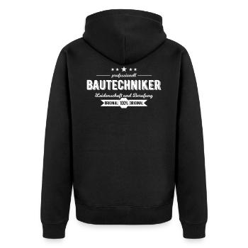 Bautechniker Geschenk - Unisex Premium Bio Zip Hoodie - Schwarz - Hinten - Nico (187cm)