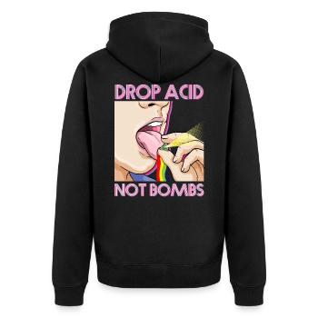 Drop Acid Not Bombs Techno Raver Cybergrind MDMA - Veste à capuche bio Premium Unisexe - noir - Dos - Nico (187cm)