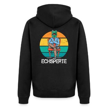 Echsperte Lustiges Grünes Chamäleon Reptilien - Unisex Premium Bio Zip Hoodie - Schwarz - Hinten - Nico (187cm)