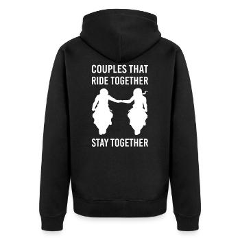 Bikercouple Love Super sportsman pair motorcycle - Unisex Premium Organic Zip Hoodie - black - Back - Nico (187cm)