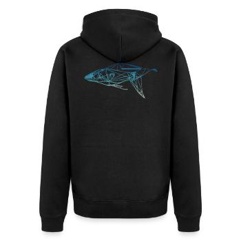 angeln geometrischer fisch geschenk angler Kinder - Unisex Premium Bio Zip Hoodie - Schwarz - Hinten - Nico (187cm)