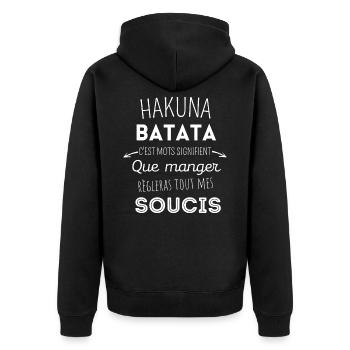 HAKUNA BATATA MANGER SANS SOUCIS cadeau humour - Veste à capuche bio Premium Unisexe - noir - Dos - Nico (187cm)