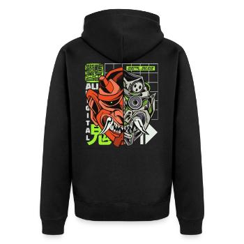 Oni Streetwear Hannya démon japonais Otaku 90s - Veste à capuche bio Premium Unisexe - noir - Dos - Nico (187cm)