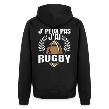 Je Peux Pas J'ai Rugby - Veste à capuche bio Premium Unisexe - noir - Dos - Nico (187cm)