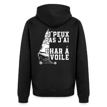 Je Peux Pas J'Ai Char à Voile - Veste à capuche bio Premium Unisexe - noir - Dos - Nico (187cm)