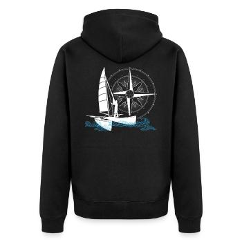 Catamaran Voile Double Coque Bi-Coque - Veste à capuche bio Premium Unisexe - noir - Dos - Nico (187cm)