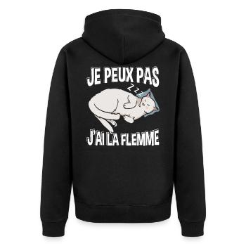 Je Peux Pas J'Ai La Flemme Chat Sieste - Veste à capuche bio Premium Unisexe - noir - Dos - Nico (187cm)