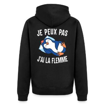 Je Peux Pas J'Ai La Flemme Manchot - Veste à capuche bio Premium Unisexe - noir - Dos - Nico (187cm)