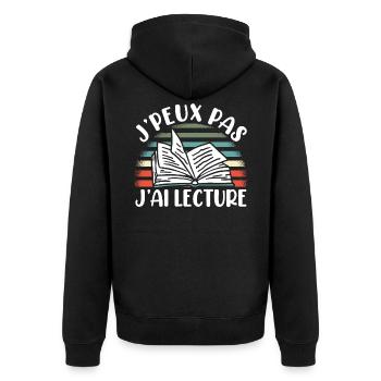 Je Peux Pas J'Ai Lecture - Veste à capuche bio Premium Unisexe - noir - Dos - Nico (187cm)