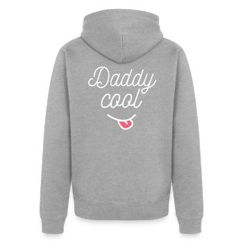 DADDY COOL TIRE LA LANGUE idée cadeau humour - Veste à capuche bio Premium Unisexe - gris chiné - Dos - Nico (187cm)