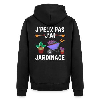 Je Peux Pas J'Ai Jardinage - Veste à capuche bio Premium Unisexe - noir - Dos - Nico (187cm)