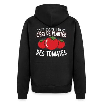 Moi Mon Truc C'est De Planter Des Tomates - Veste à capuche bio Premium Unisexe - noir - Dos - Nico (187cm)