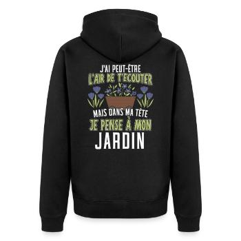Dans Ma Tête Je Pense À Mon Jardin - Veste à capuche bio Premium Unisexe - noir - Dos - Nico (187cm)