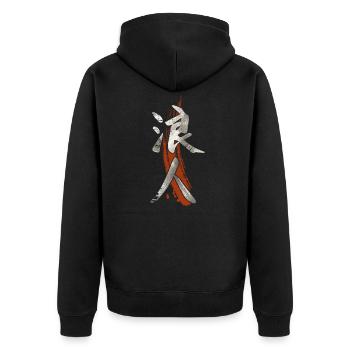 Japanese Symbol Kanji For Ronin - Unisex Premium Organic Zip Hoodie - black - Back - Nico (187cm)
