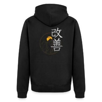 Symbole japonais pour la calligraphie Kaizen Kanji - Veste à capuche bio Premium Unisexe - noir - Dos - Nico (187cm)