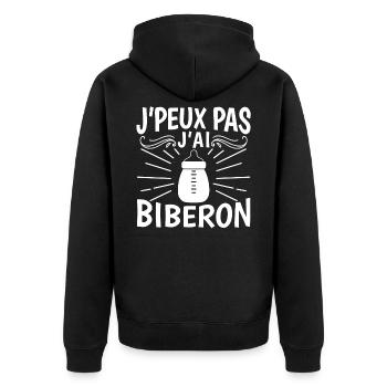 Je Peux Pas J'Ai Biberon - Veste à capuche bio Premium Unisexe - noir - Dos - Nico (187cm)