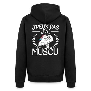 Je Peux Pas J'Ai Muscu Licorne - Veste à capuche bio Premium Unisexe - noir - Dos - Nico (187cm)