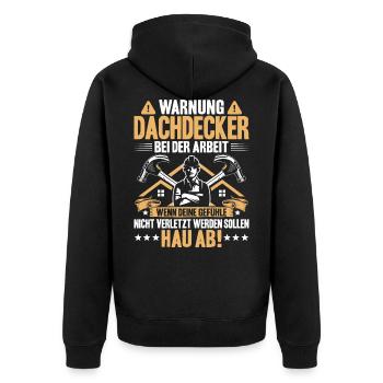Dachdecker Dachdeckerei Dachklempner Dachspengler - Unisex Premium Bio Zip Hoodie - Schwarz - Hinten - Nico (187cm)