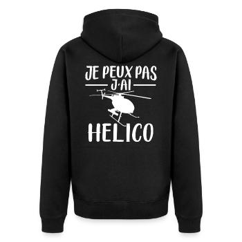 Je Peux Pas J'Ai Helico - Veste à capuche bio Premium Unisexe - noir - Dos - Nico (187cm)