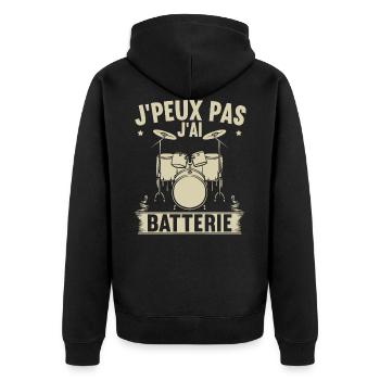Je Peux Pas J'Ai Batterie - Veste à capuche bio Premium Unisexe - noir - Dos - Nico (187cm)