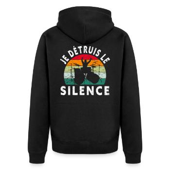 Je Détruis Le Silence Batterie Batteur - Veste à capuche bio Premium Unisexe - noir - Dos - Nico (187cm)