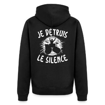 Je Détruis Le Silence Batterie Batteur - Veste à capuche bio Premium Unisexe - noir - Dos - Nico (187cm)