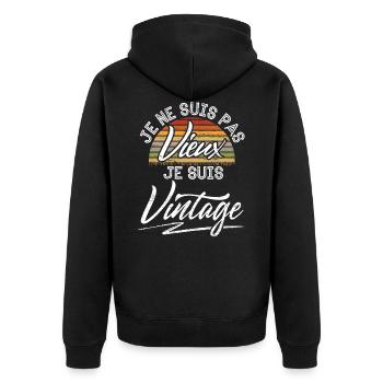 Je Ne Suis Pas Vieux Je Suis Vintage - Veste à capuche bio Premium Unisexe - noir - Dos - Nico (187cm)