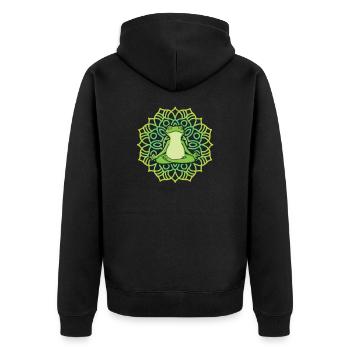 Medating Frog Mandala Yoga - Unisex Premium Organic Zip Hoodie - black - Back - Nico (187cm)
