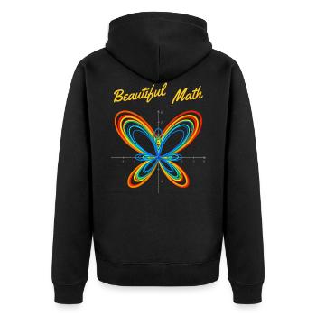 Butterfly Function - Beautiful Math - Unisex Premium Organic Zip Hoodie - black - Back - Nico (187cm)
