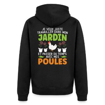 Jardin Et Passer Du Temps Avec Mec Poules - Veste à capuche bio Premium Unisexe - noir - Dos - Nico (187cm)