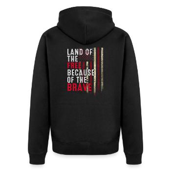Land der Freien wegen der Tapferen - Memorial D - Unisex Premium Bio Zip Hoodie - Schwarz - Hinten - Nico (187cm)