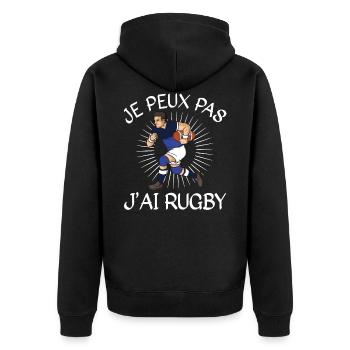 Je Peux Pas J'ai Rugby - Veste à capuche bio Premium Unisexe - noir - Dos - Nico (187cm)