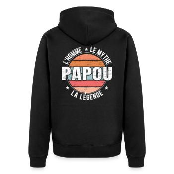 Papou L'Homme Le Mythe La Légende - Veste à capuche bio Premium Unisexe - noir - Dos - Nico (187cm)