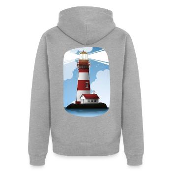 Leuchtturm - Unisex Premium Bio Zip Hoodie - Grau meliert - Hinten - Nico (187cm)