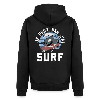 Ich kann nicht - Unisex Premium Bio Zip Hoodie - Schwarz - Hinten - Nico (187cm)