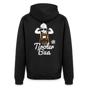 Tiroler Bua with lederhosen Lausbua from Tyrol costume - Unisex Premium Organic Zip Hoodie - black - Back - Nico (187cm)
