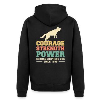 German Shepherd I German Shepherd Puppies - Unisex Premium Organic Zip Hoodie - black - Back - Nico (187cm)