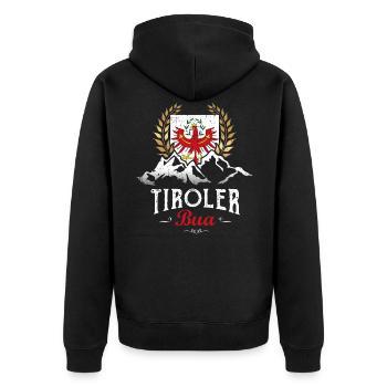 Tiroler Bua Tirol - Unisex Premium Bio Zip Hoodie - Schwarz - Hinten - Nico (187cm)