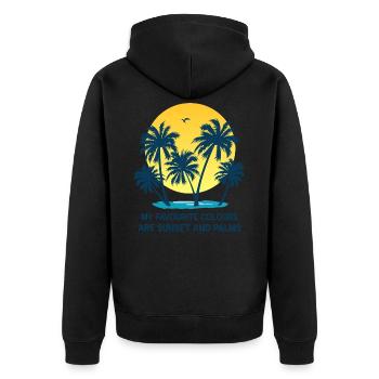Palmen Sommer Sonnenuntergang Meer Lieblingsfarben - Unisex Premium Bio Zip Hoodie - Schwarz - Hinten - Nico (187cm)