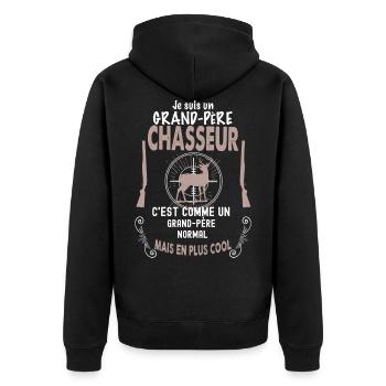 Cadeau chasse humour grand pere - Veste à capuche bio Premium Unisexe - noir - Dos - Nico (187cm)