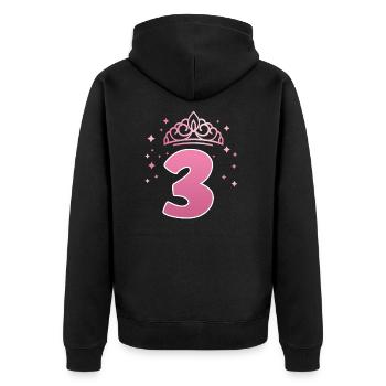 3. Geburtstag 3 Jahre alt Prinzessin Krone - Unisex Premium Bio Zip Hoodie - Schwarz - Hinten - Nico (187cm)