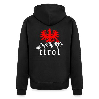 Tiroler Berge - Tirol Adler Flagge Urlaub - Unisex Premium Bio Zip Hoodie - Schwarz - Hinten - Nico (187cm)